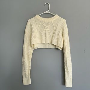 Cropped Long Sleeve Patchwork Sweater